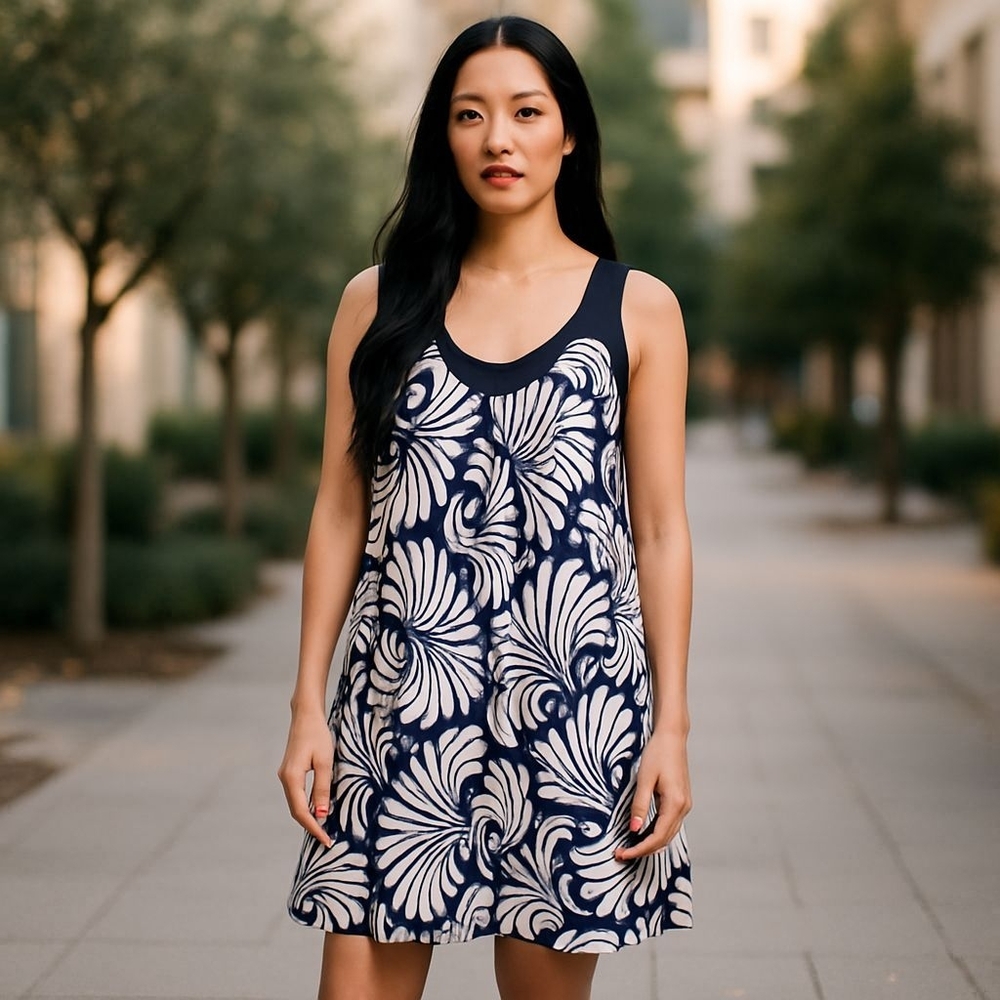 Zara Basic Ladies Dress S Navy Blue Floral Party